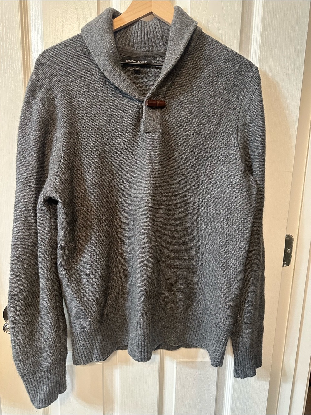 Banana Republic Men's Charcoal Shawl Collar Turtleneck Sweater